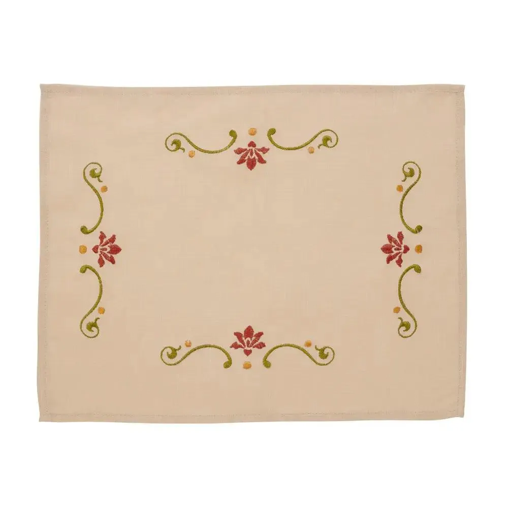 Individual Bordado 6 Piezas Orquidea Arena