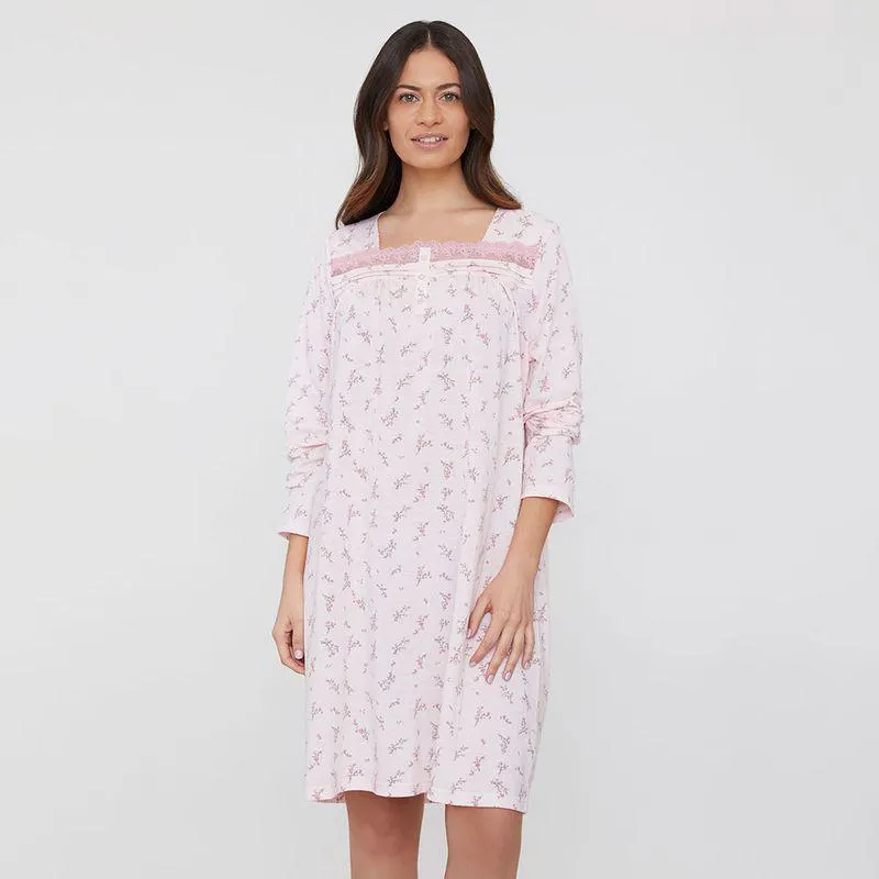 Camisa de Dormir Mujer Algodón Rosa