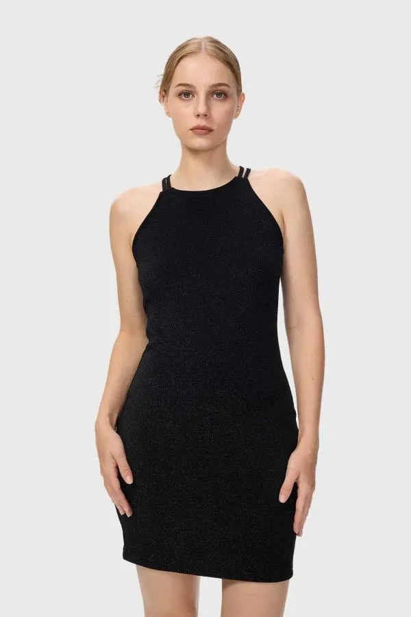 Vestido mujer brillos negro