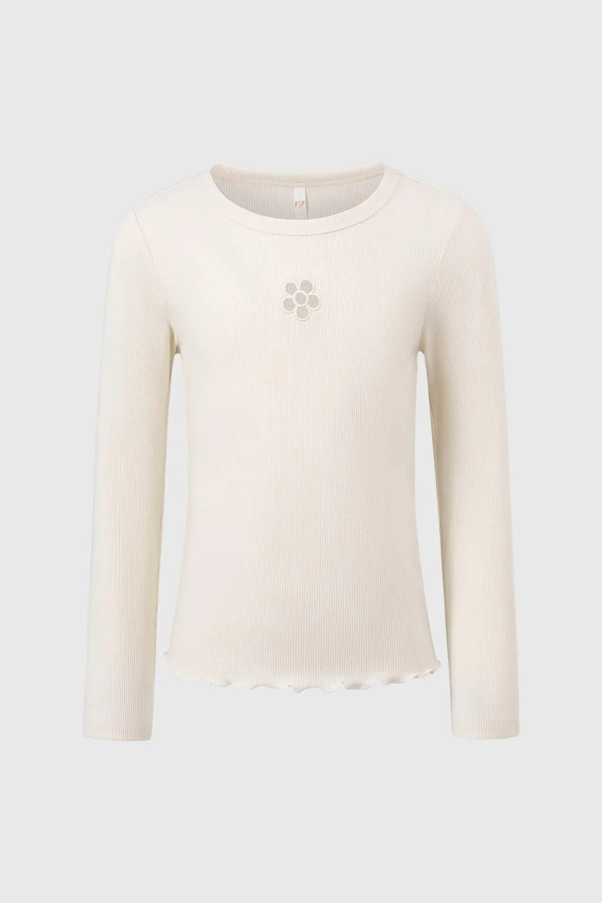 Polera Niña Rib Cut Beige