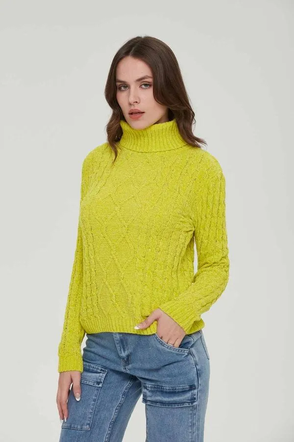 Sweater mujer tejido juvenil verde limon