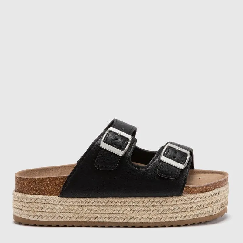 Sandalia Mujer Sybilla Negras con Plataforma