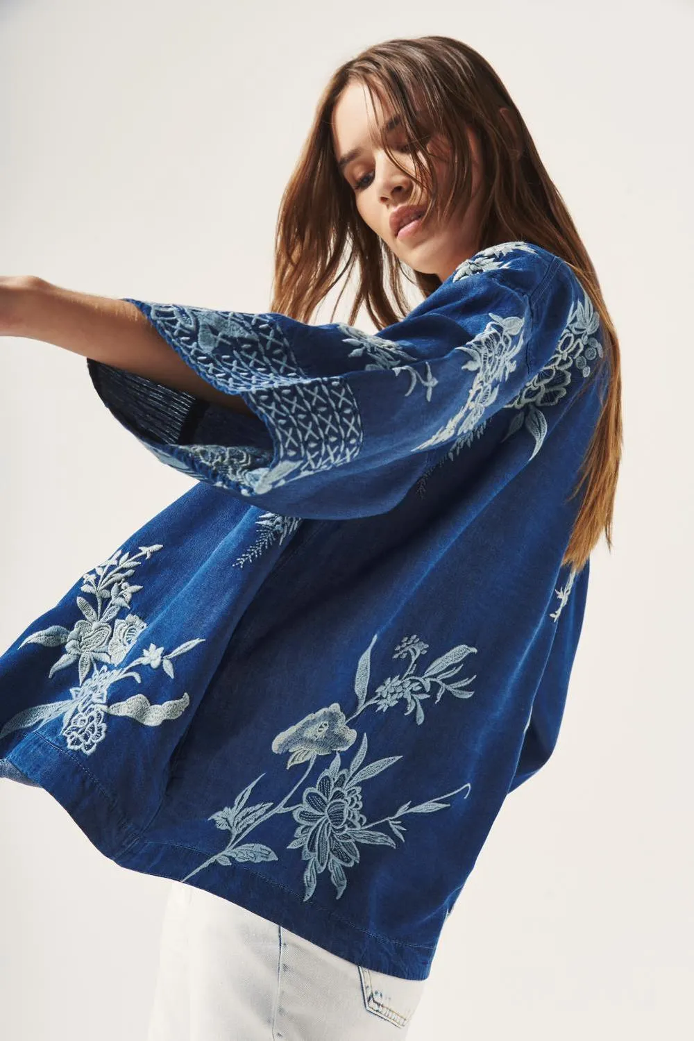 kimono tencel flower