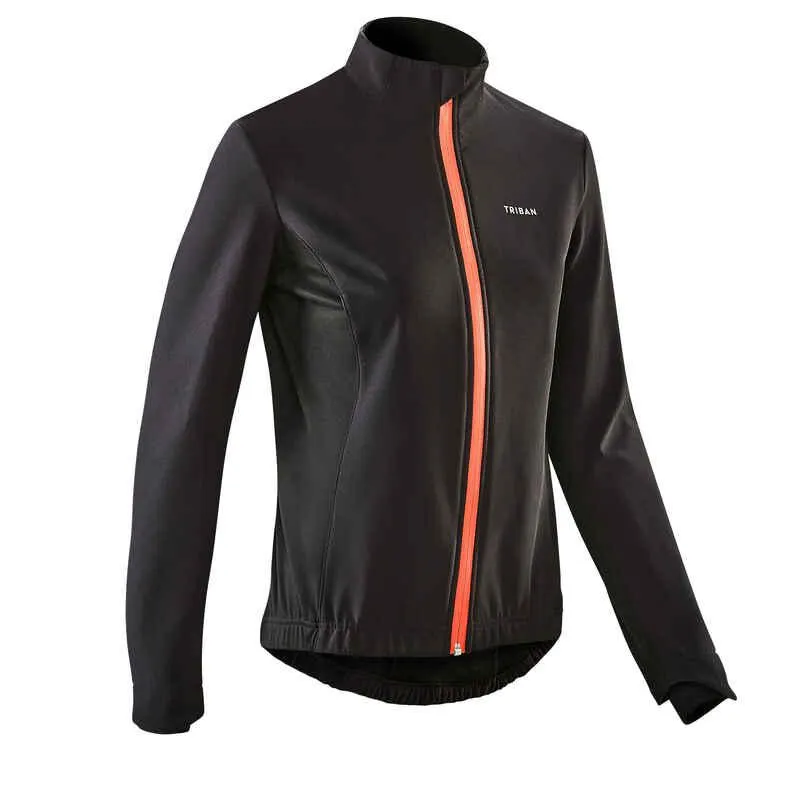CHAQUETA PARA BICICLETA MUJER 100 NEGRA
