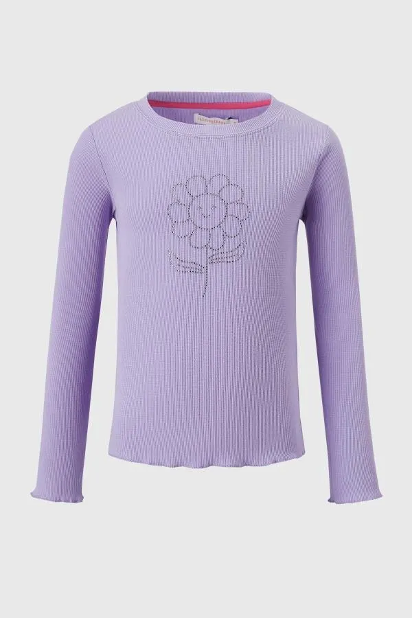 Polera niÑa strass rib lila