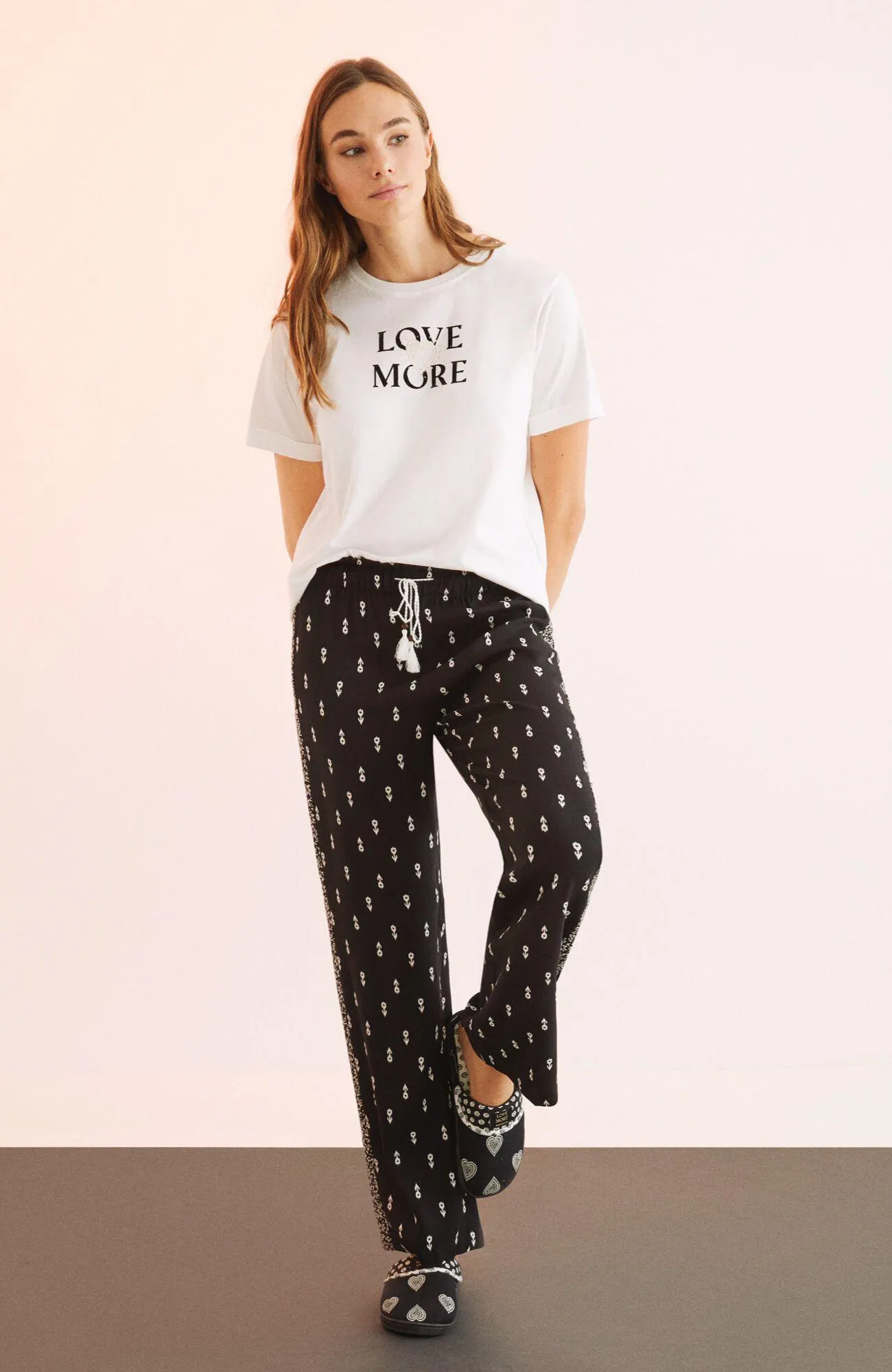 Pantalón Women'Secret Black Love Estampado