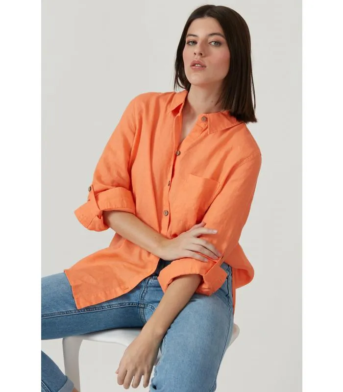 Blusa de lino naranja