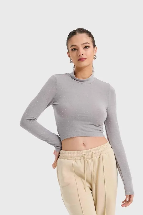 Polera mujer glitter gris