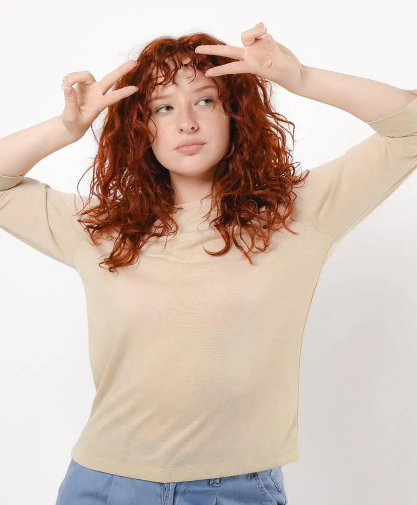 Polera mujer lisa lino