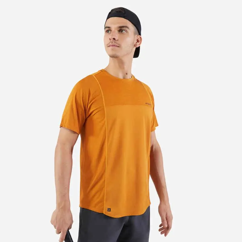 POLERA DE TENIS MANGA CORTA HOMBRE ARTENGO DRY OCRE GAËL MONFILS