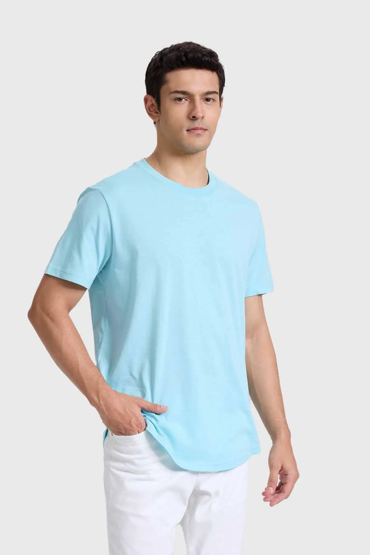 Polera Hombre Long Fit Básica Turquesa