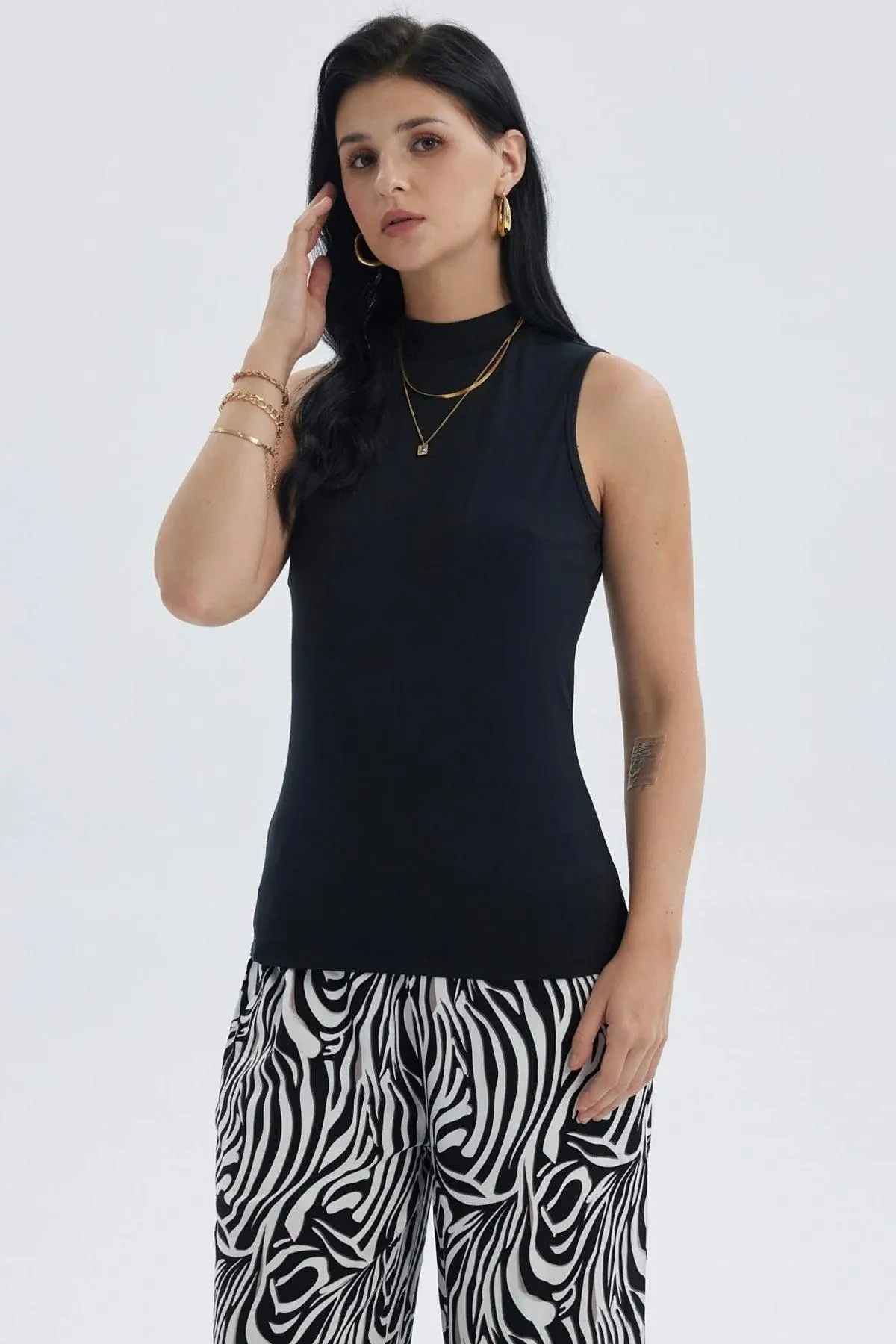 Polera Mujer Elasticada Negro