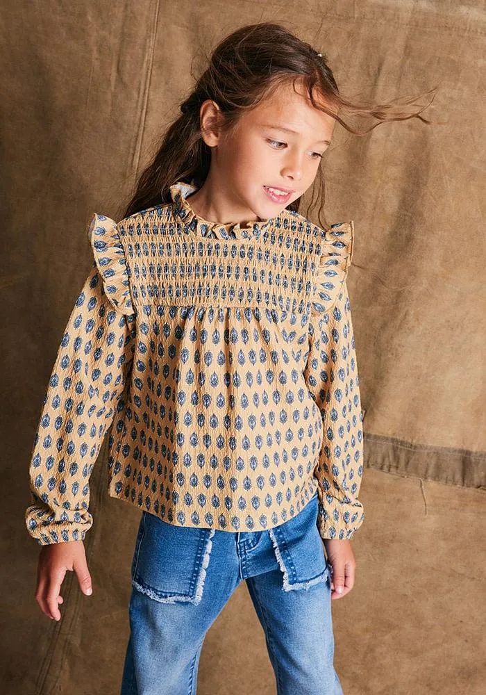 Polera Cuello Subido Estampada Con Panal