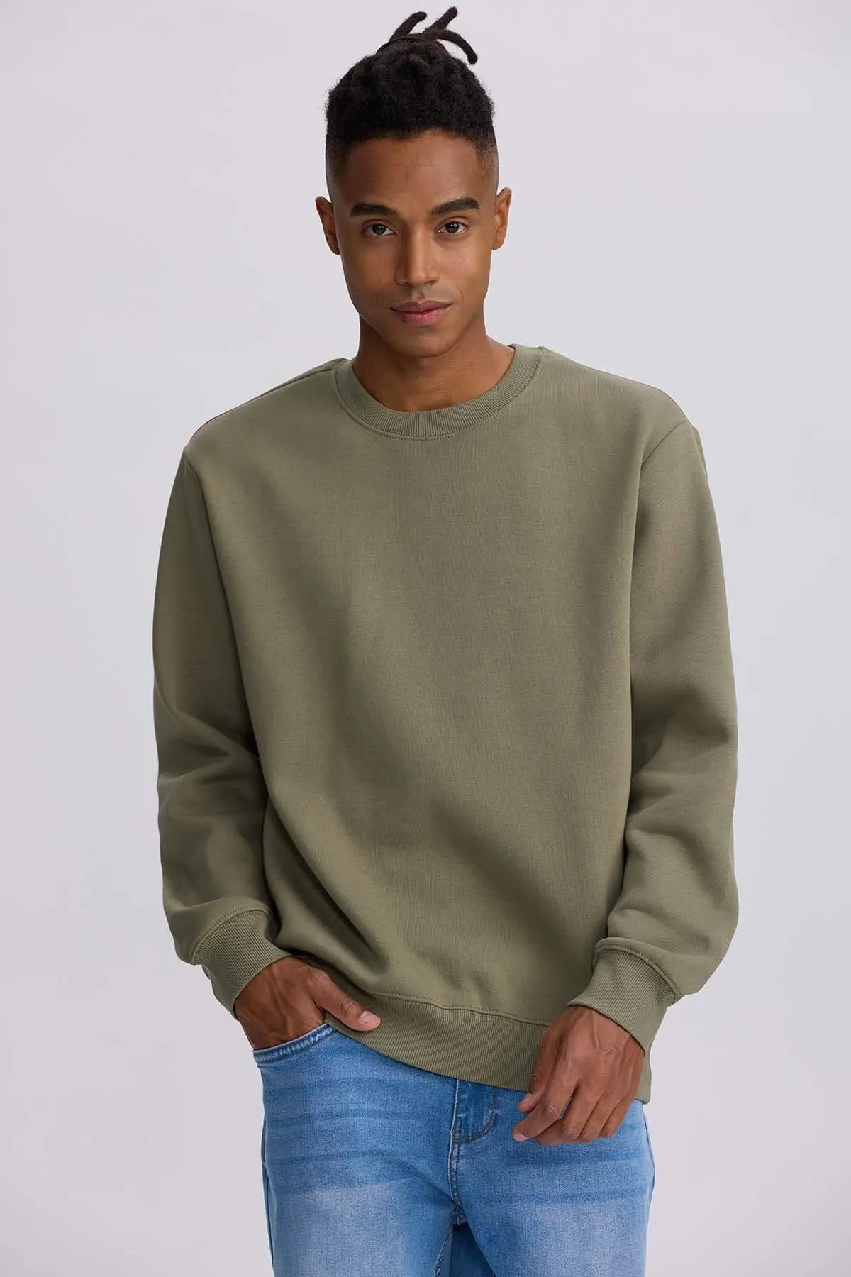 Polerón Hombre Liso Verde Militar