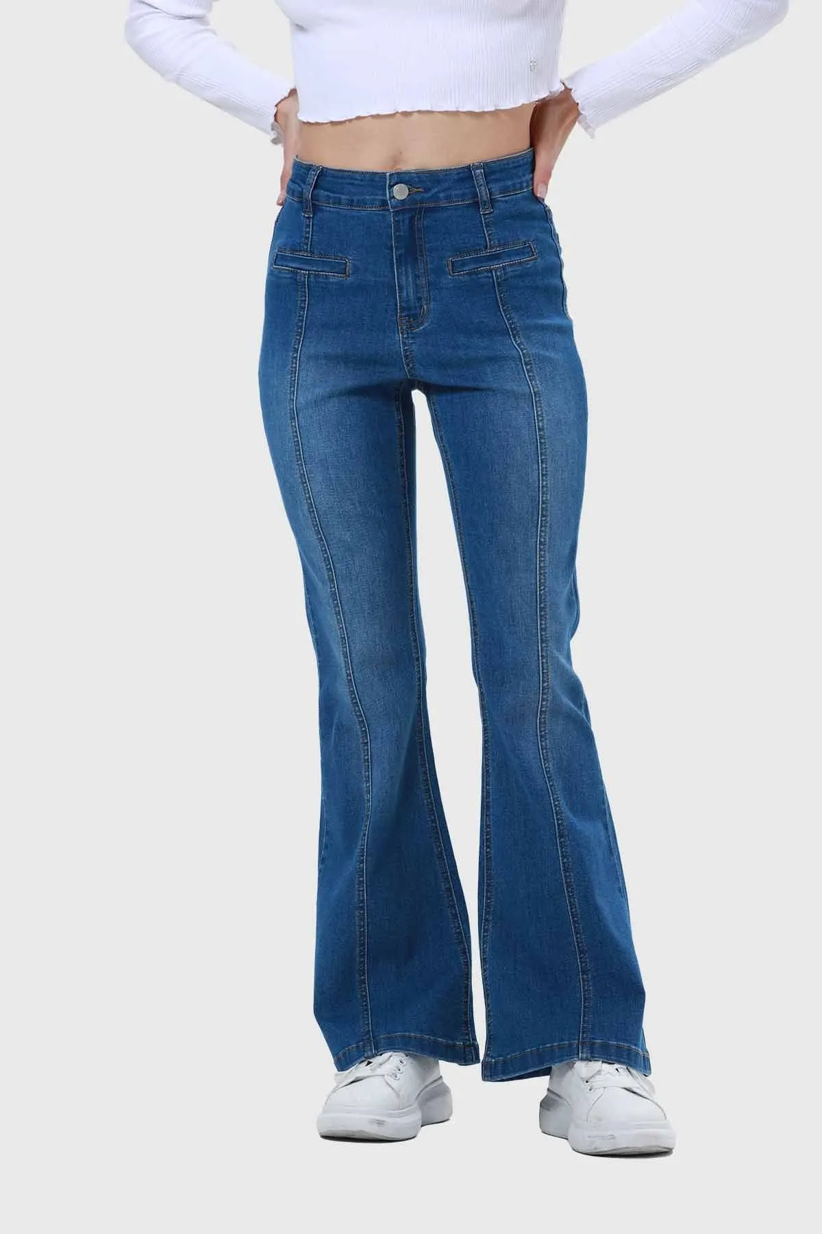 Jeans Mujer Flare Linea Push Azul