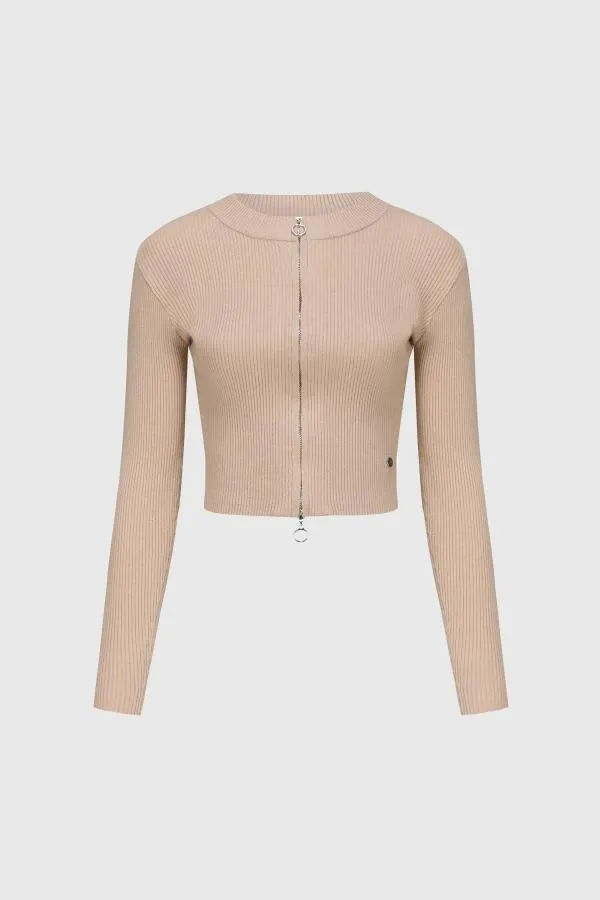 Sweater niÑa full zipper beige