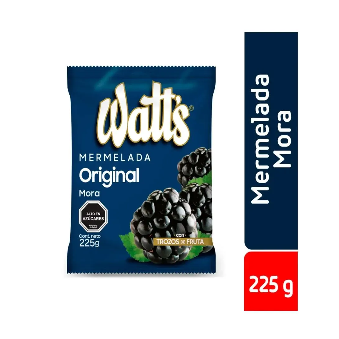 Mermelada Watts de Mora con Trozos de Fruta, 225gr.