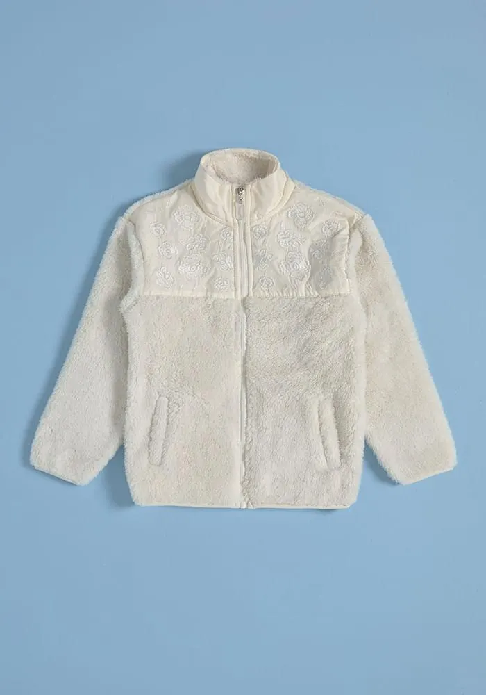 Polar Polerón coral fleece con parches bordados