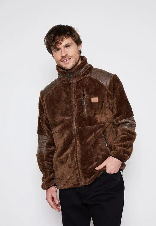 Chaqueta Hombre Cafe Peluda Aplicaciones Family Shop