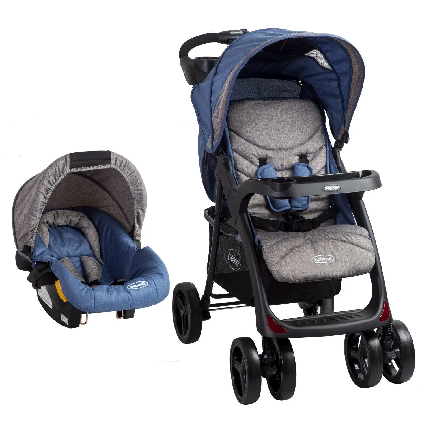 Coche Travel System Lisboa Gris Azul