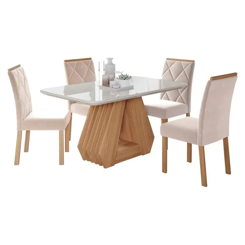 Juego De Comedor Agata 130 + 4 Sillas Fer Nude Decocasa