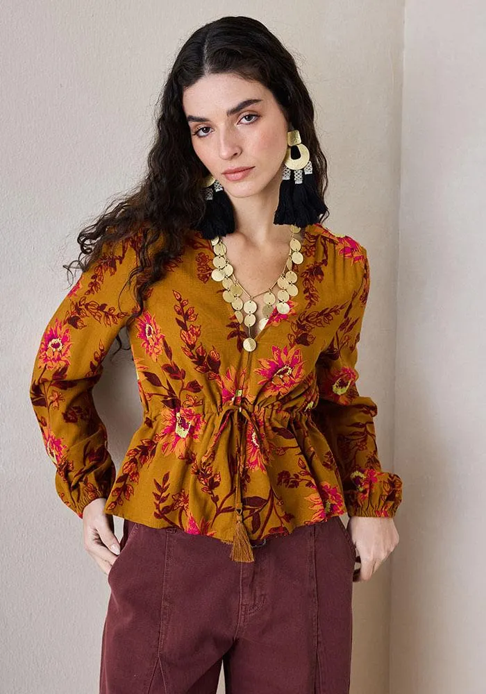 Blusa Estampado Y Broches Delantero Miscelaneo 2 S