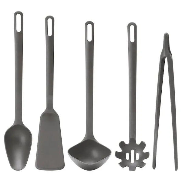 Set utensilios de cocina 5 piezas, gris