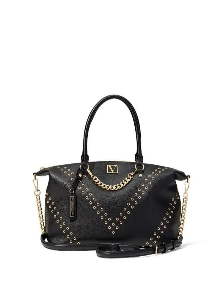 Cartera Slouchy Satchel Negra con Cadena