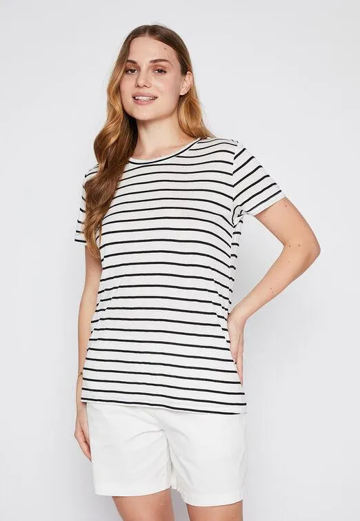 Polera Mujer Blanco Rayada B&N Family Shop