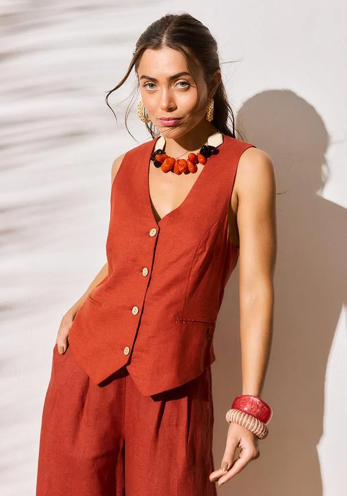 Blusa tipo gillet Café XS