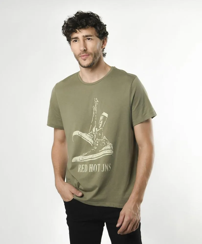Polera hombre estampado zapatilla