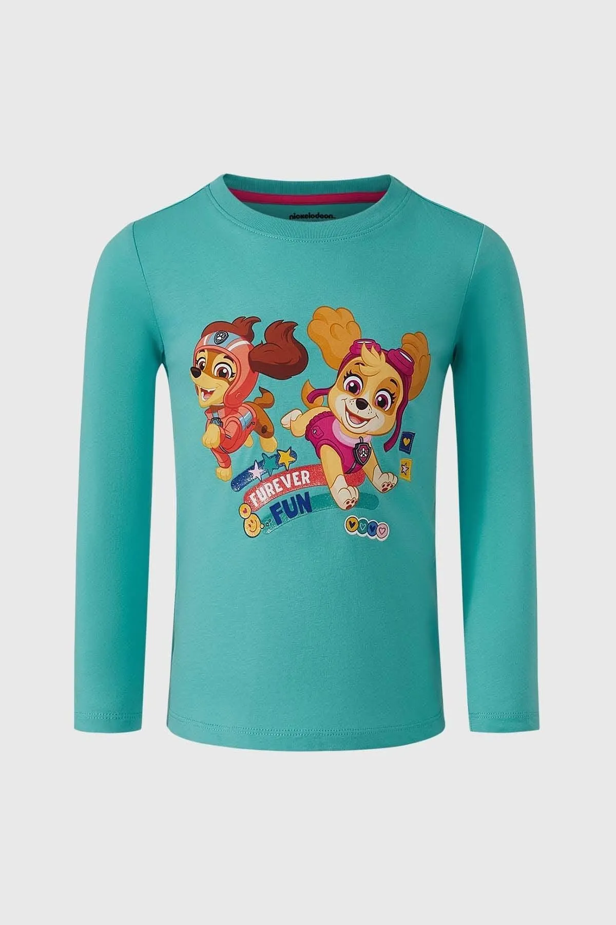 Polera Niña Print Turquesa