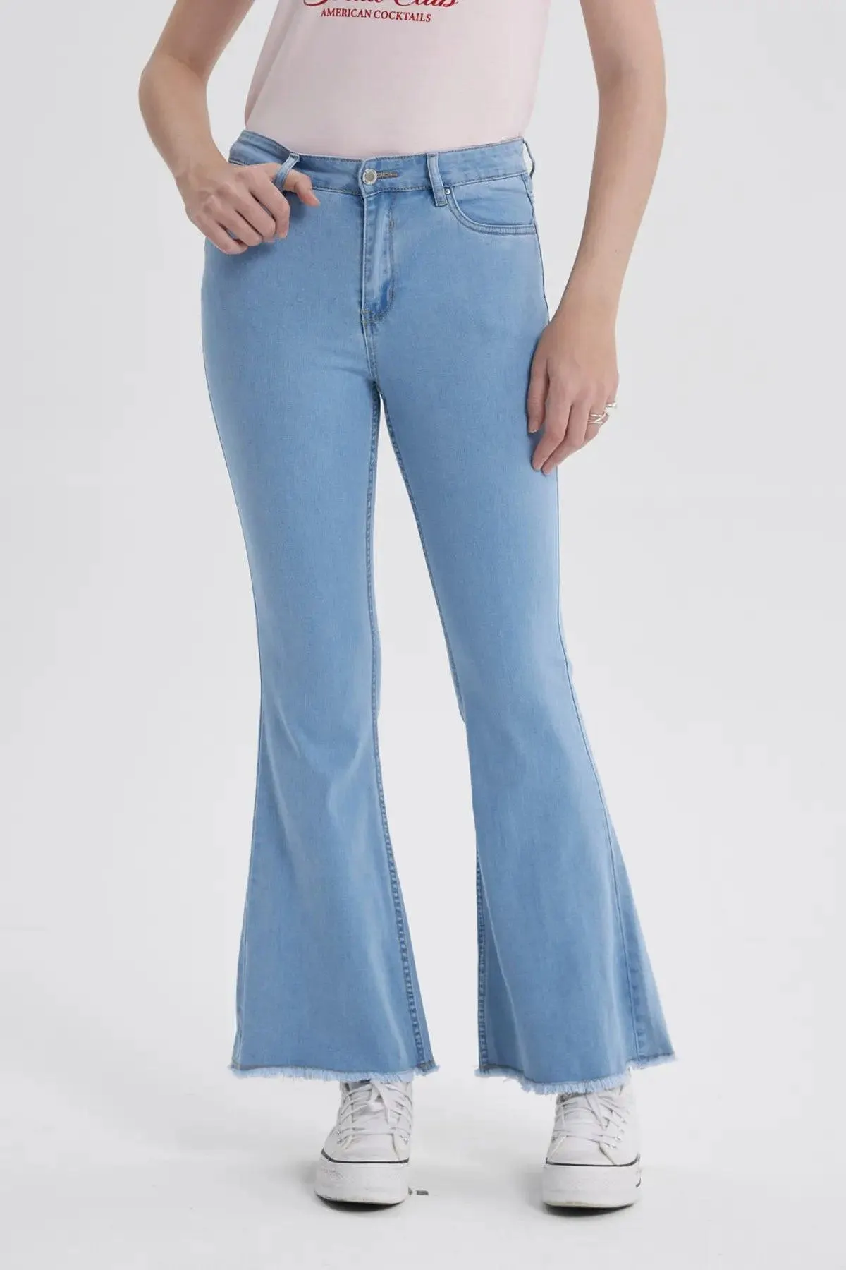 Jeans Mujer Flare Monse Celeste