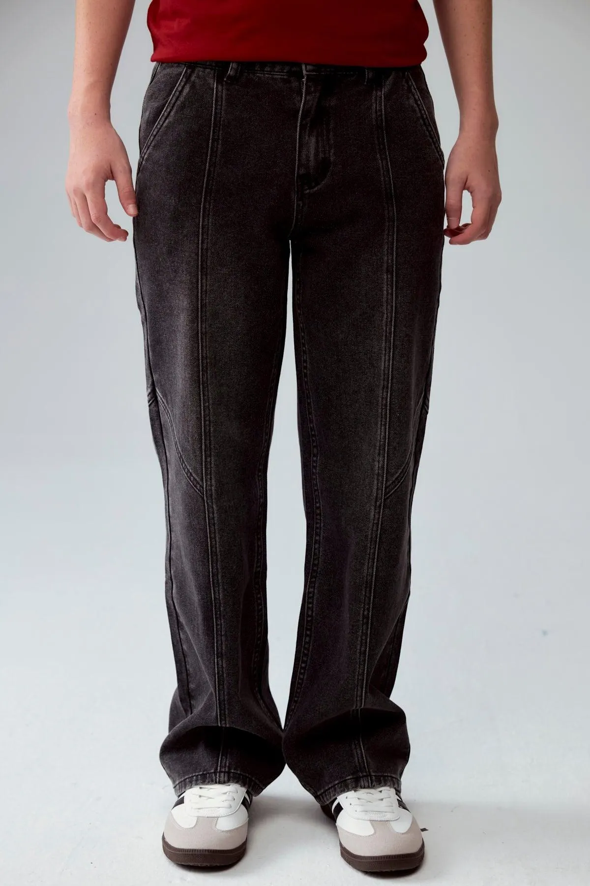 Jeans Niño Calce Recto Cortes Gris