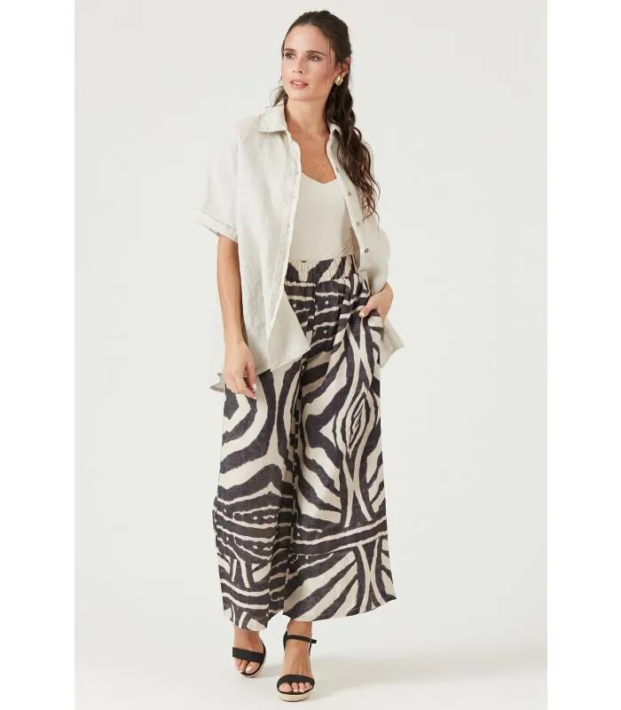 Pantalon de lino straight negro