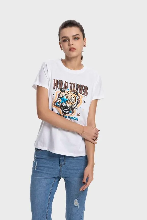 Polera mujer bÁsica print blanco fsp