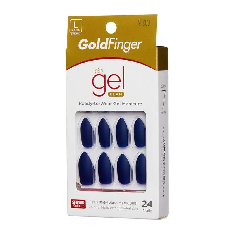 Uñas Artificiales Goldfinger Gel Dark Blue 24Un