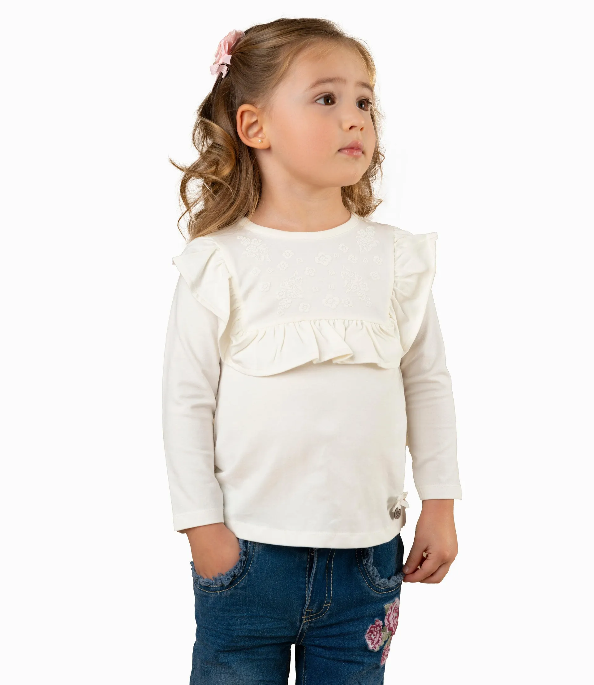 Polera Bebé Con Flores Y Vuelos