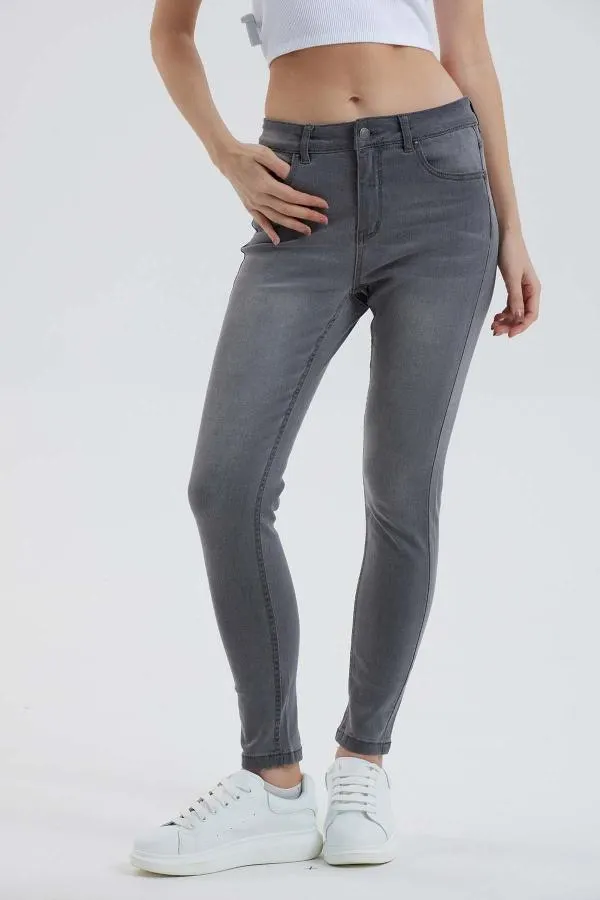 Jeans mujer super skinny estela gris l