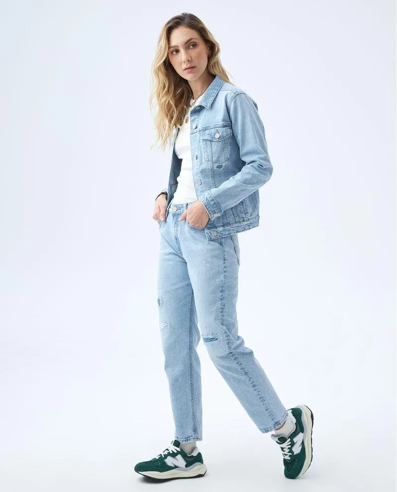 Jean Boyfit tiro medio para mujer