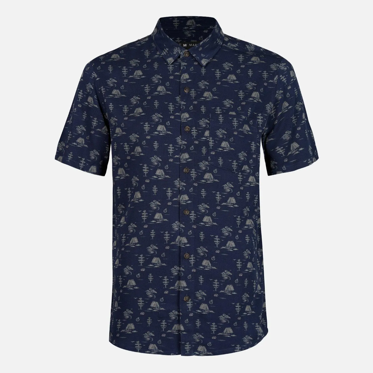 Camisa Hombre Woodpecker Short Sleeve Shirt Print Azul Noche Lippi