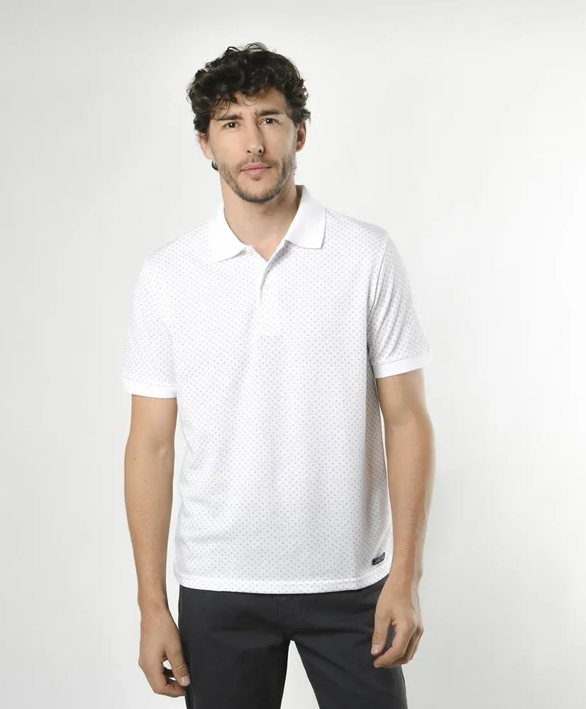 Polera hombre cuello piqué puntos