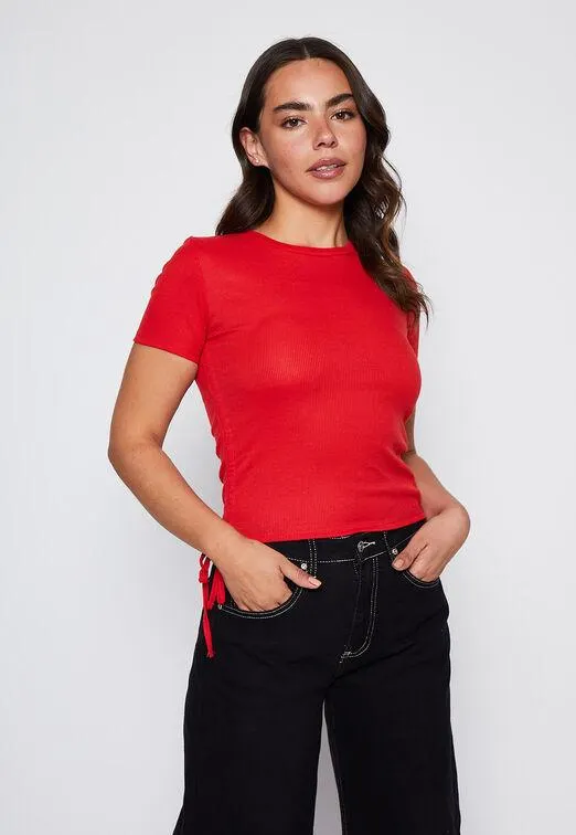 Polera Mujer Rojo Costado Rib Family Shop