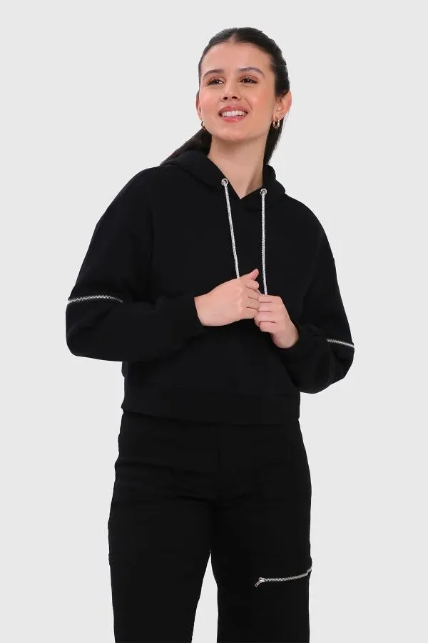 PolerÓn mujer cierres negro