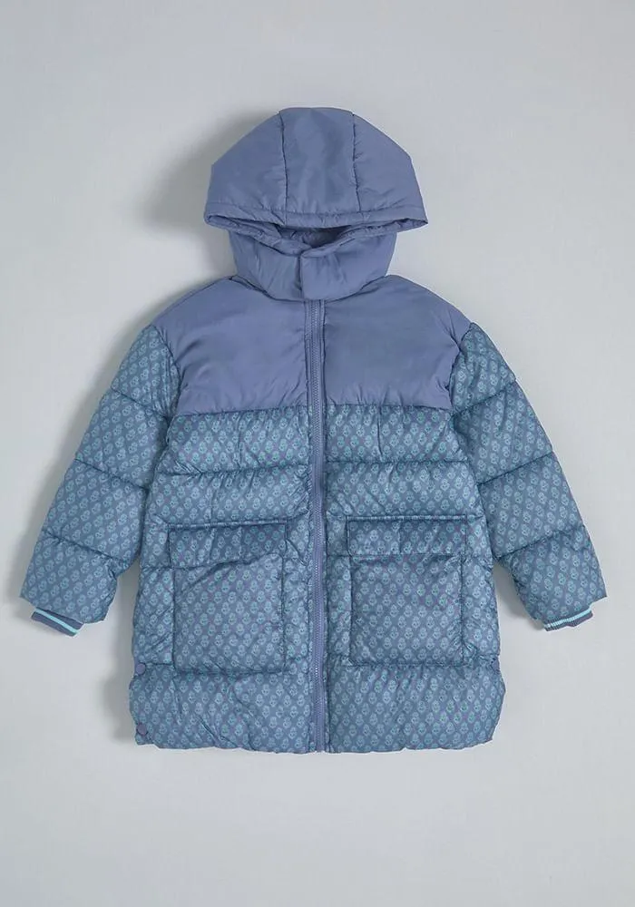 Parka Parka larga color block full print