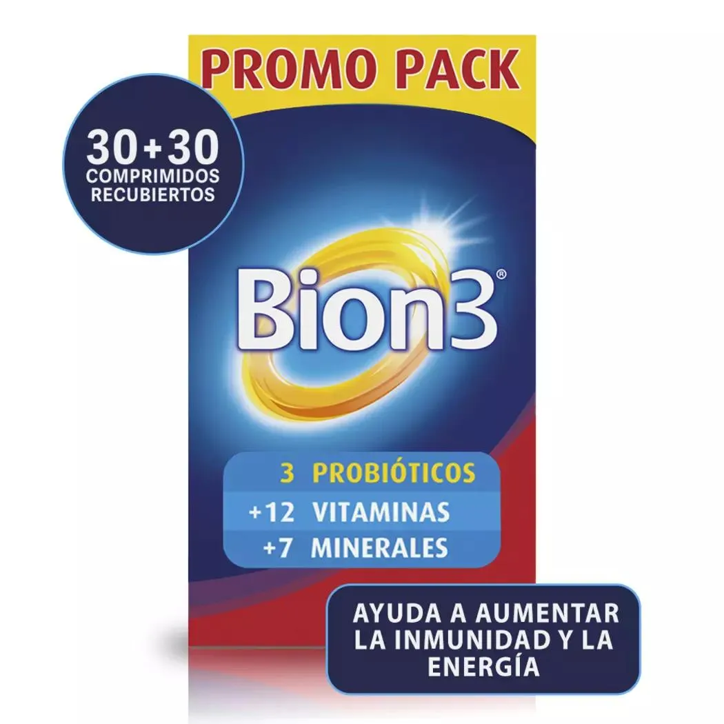 Bion3 Multivitamínico con Minerales y Probióticos por 60 Comprimidos Recubiertos