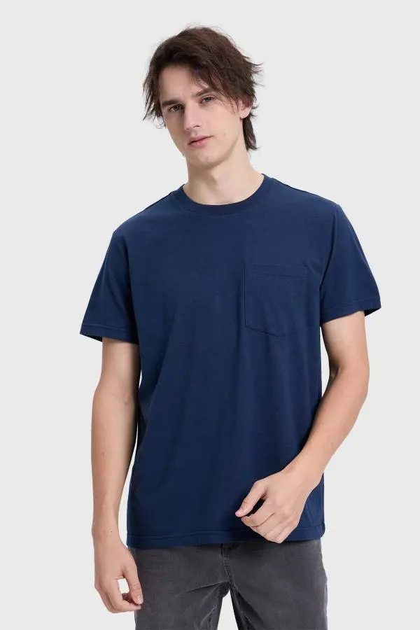 Polera hombre bÁsica con bolsillo azul marino