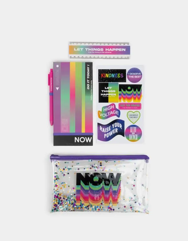 Set de librería en estuche con glitter movible