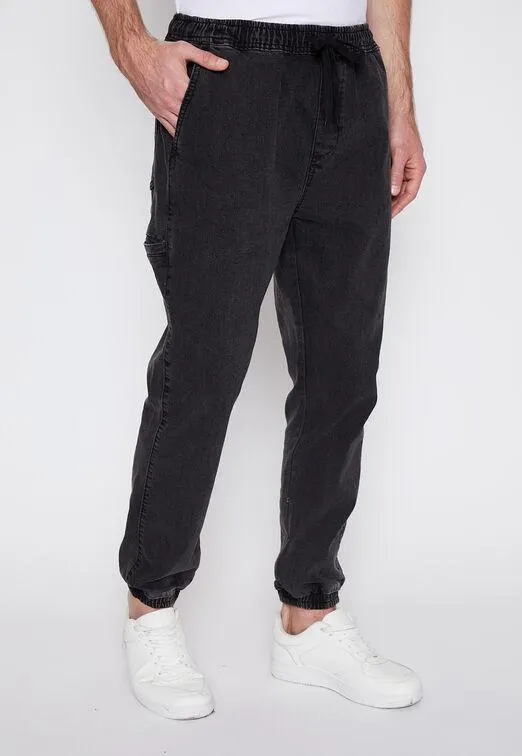 Jeans Hombre Negro Jogger Gastado Family Shop