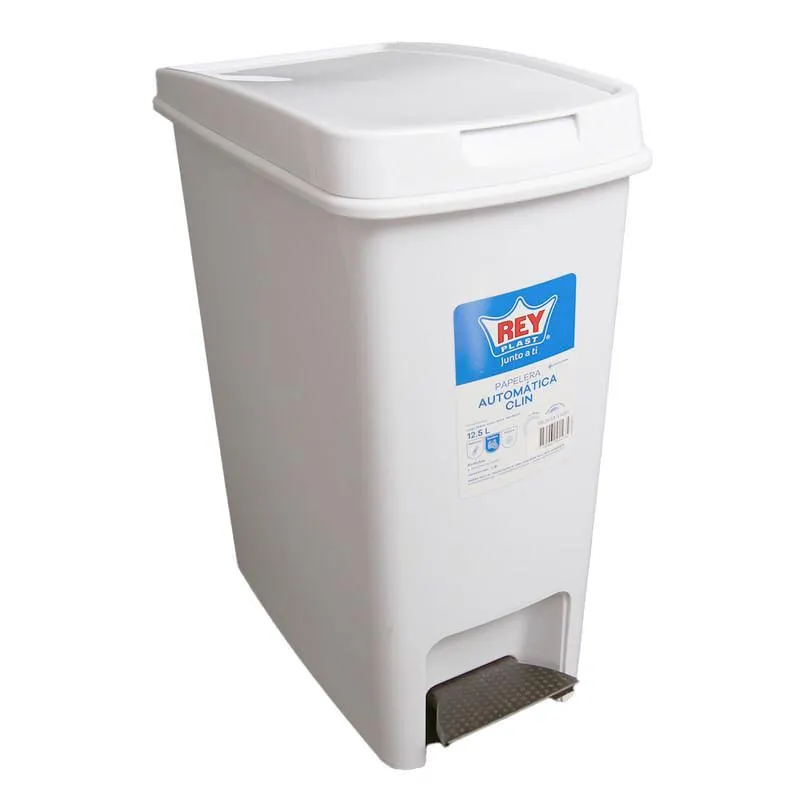 Basurero Con Pedal Cilíndrico Plástico 13 L Blanco